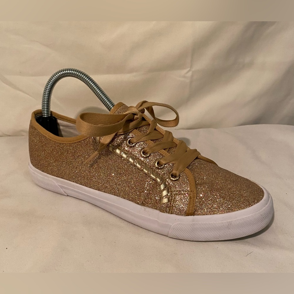 Jack‎ Rogers Carter Gold Glitter Metallic Lace Up Shoes Sneakers Size 7.5